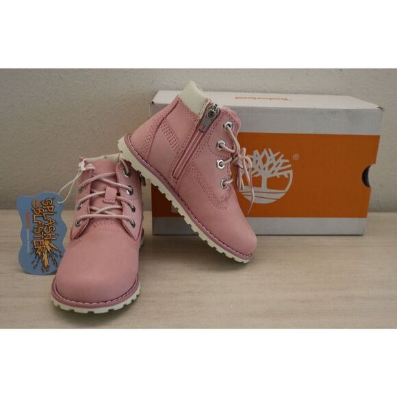 Timberland Toddler Girls' Sz 8M Light Pink Nubuck Pokey Pine 6" Side Zip Boots - Picture 13 of 14